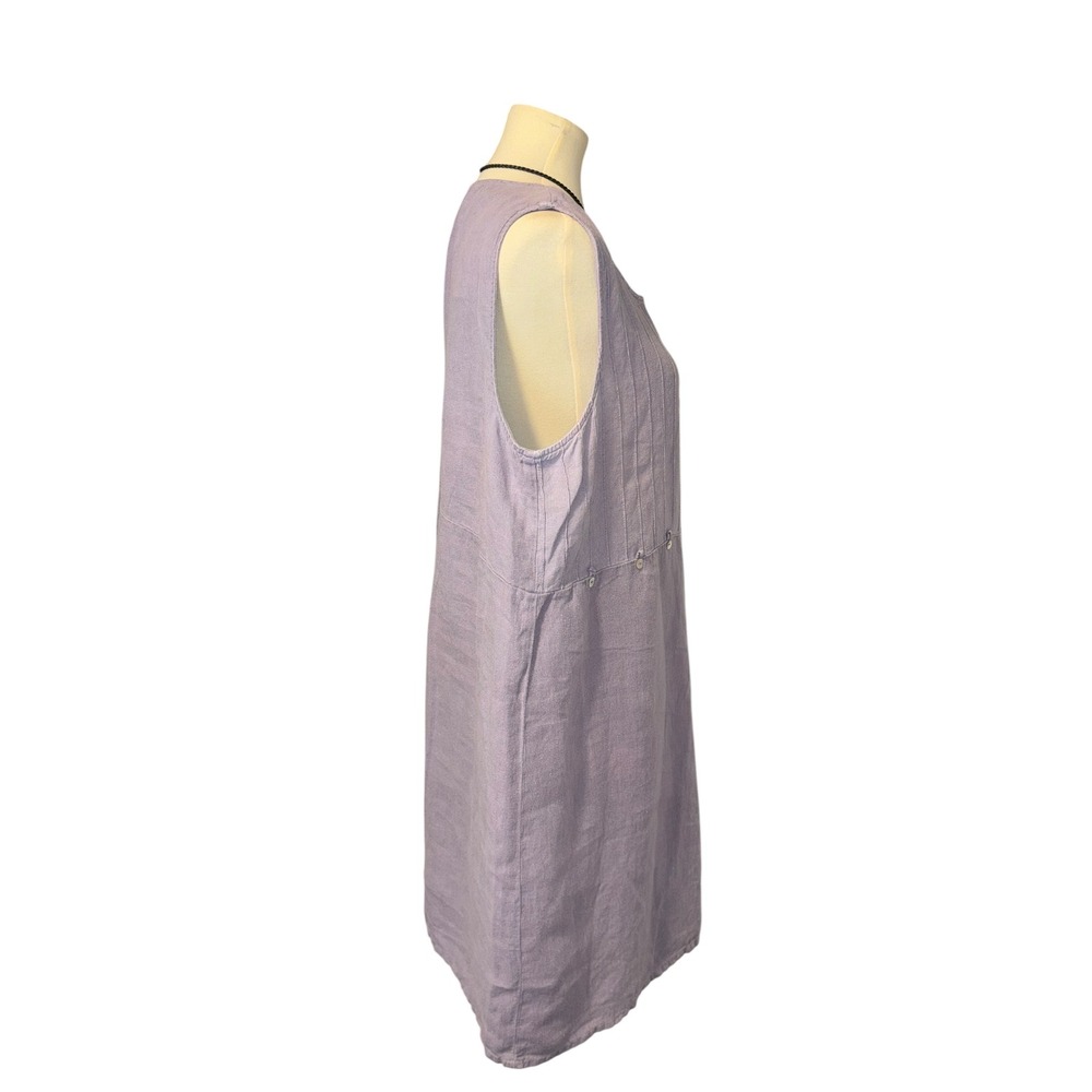 J. Jill Purple 100% Linen Pintuck Sleeveless Shift Dress XL Lavender Made in USA - Picture 4 of 11